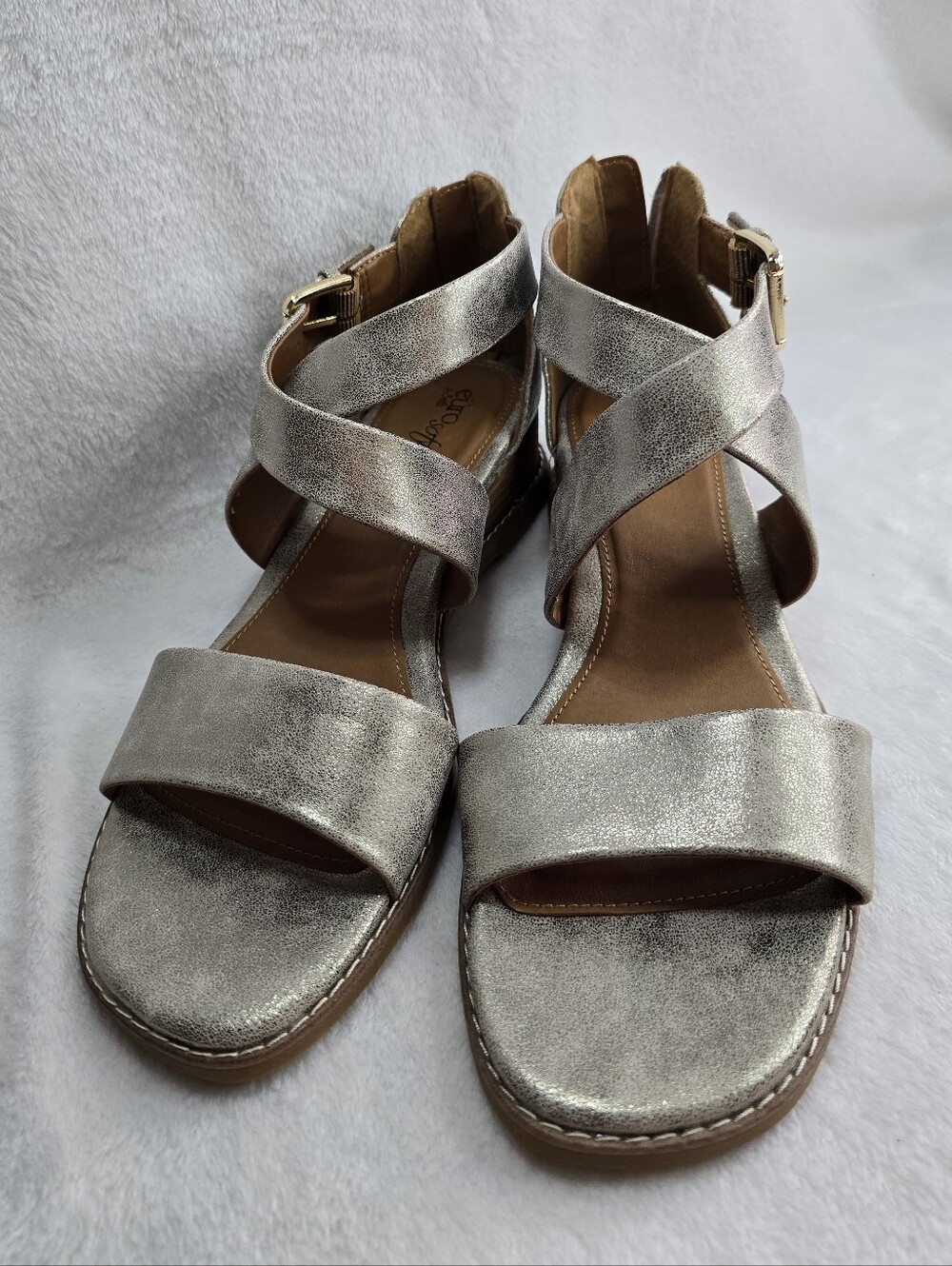 Eurosoft Maxi Wedge Sandals I Silver Womens Size 11 New W/O Tags - Picture 2 of 9